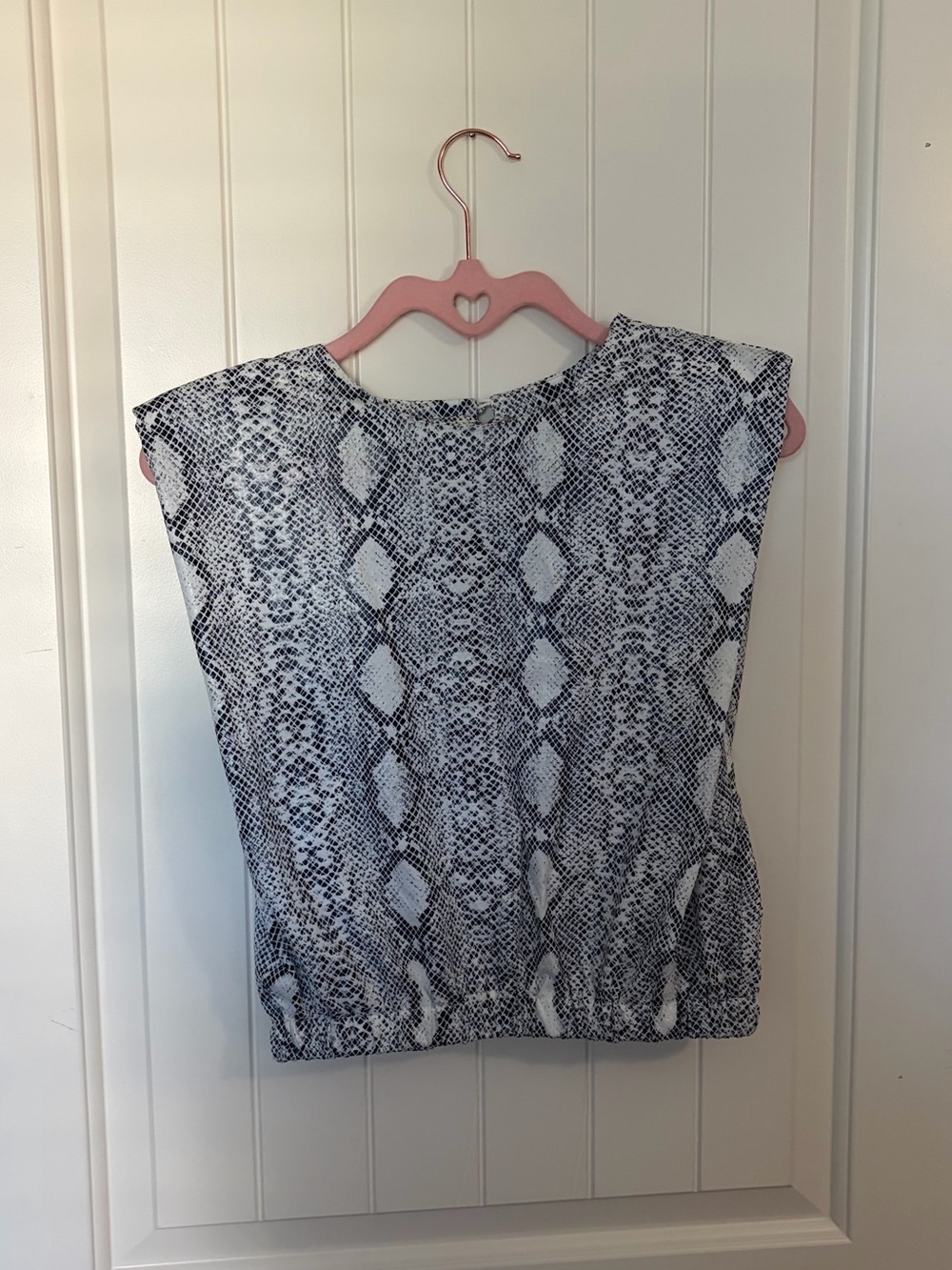 snakeskin shoulder pad top